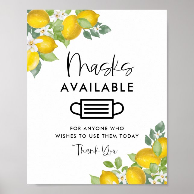 Poster Pancartes de masques de fête à thème citron dispon (Devant)