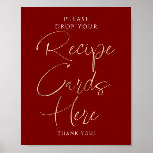 Poster Pancartes de recettes pour mariage rouge et or