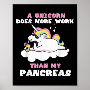Poster Pancreas Funny Unicorne Type 1 Diabète Sang
