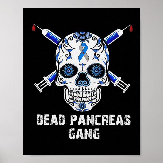 Poster Pancréas Morts Gang Crâne Diabète Sensibilisation (Devant)