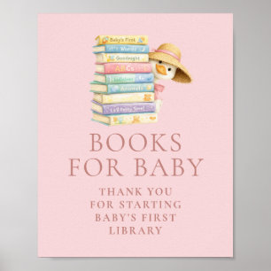Poster Pancréatique Rose Livres pour Bébé Signe de Shower