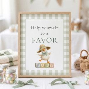 Poster Pancréatique Sage Gingham Faveur Signe Bain de Béb