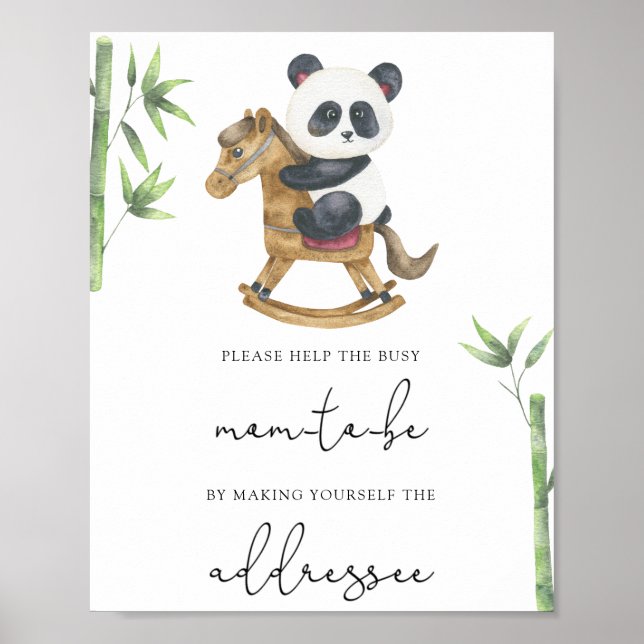 Poster Panda Aide à la future maman occupée à adresser un (Devant)