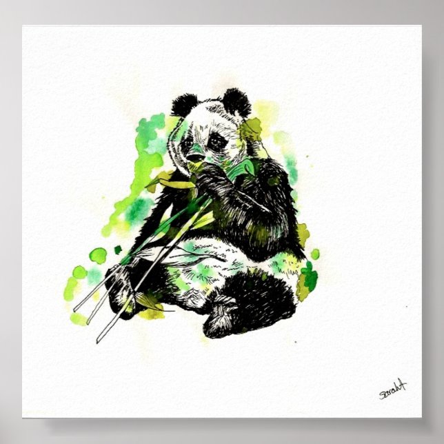 Poster Panda aquarelle (Devant)