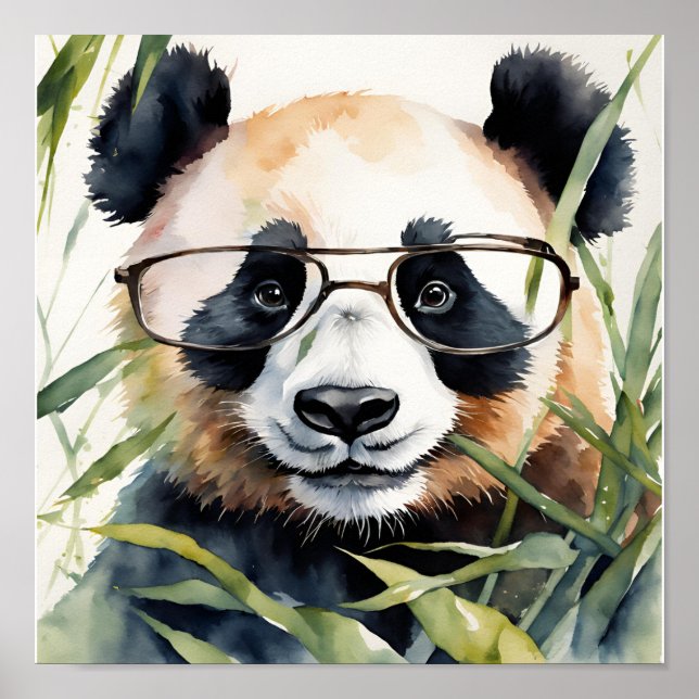 Poster Panda avec lunettes (Devant)