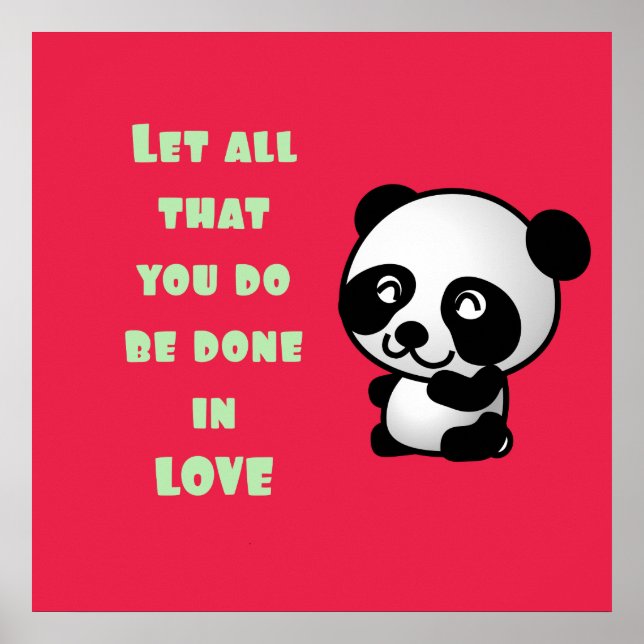 Poster Panda avec une citation d'amour inspirationnelle (Devant)