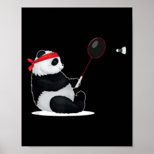 Poster Panda Badminton Drôle Douce Humour Sport Navette A