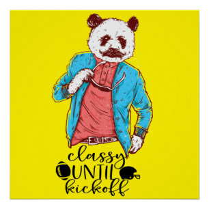 Poster Panda Bear Classieux jusqu'au coup d'envoi Footbal