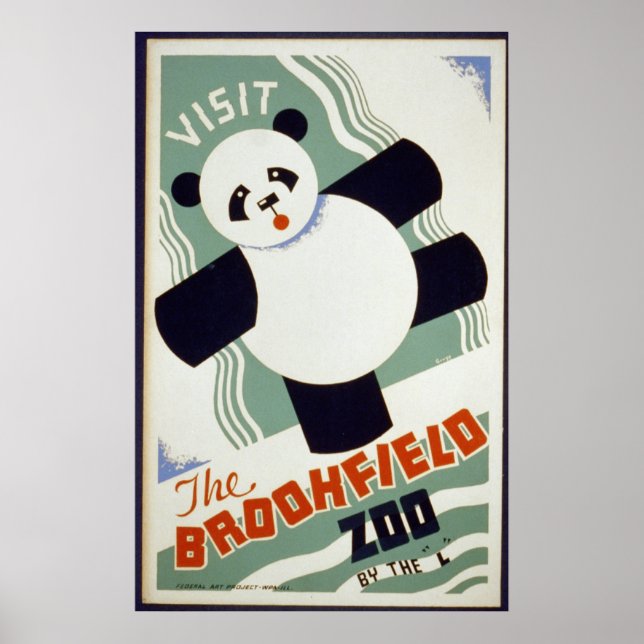 Poster Panda Bear Visite du zoo de Brookfield WPA (Devant)