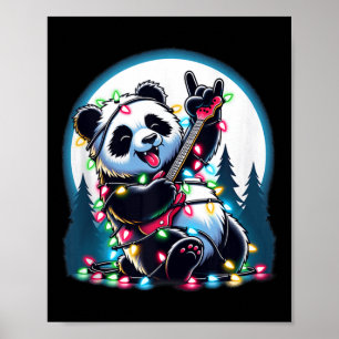 Poster Panda Christmas Tree Lumières Drôle Noël Panda Lov