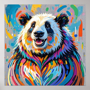 Poster Panda coloré abstrait dessin animal