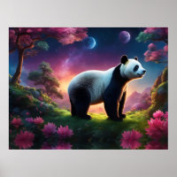 Panda dans un jardin d'Imaginaires