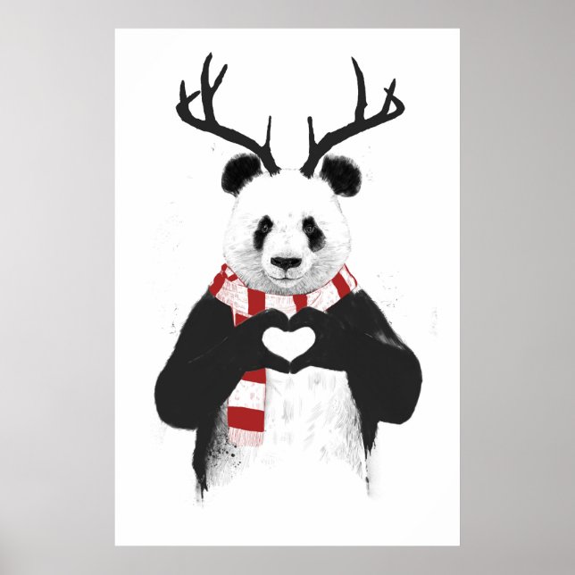 Poster Panda de Noël (Devant)