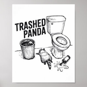 Poster Panda Défoncé Drôle de Raton laveur ivre 