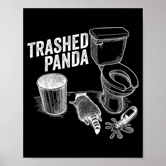Poster Panda détruit drôle de raton laveur ivre Mème Amou (Devant)