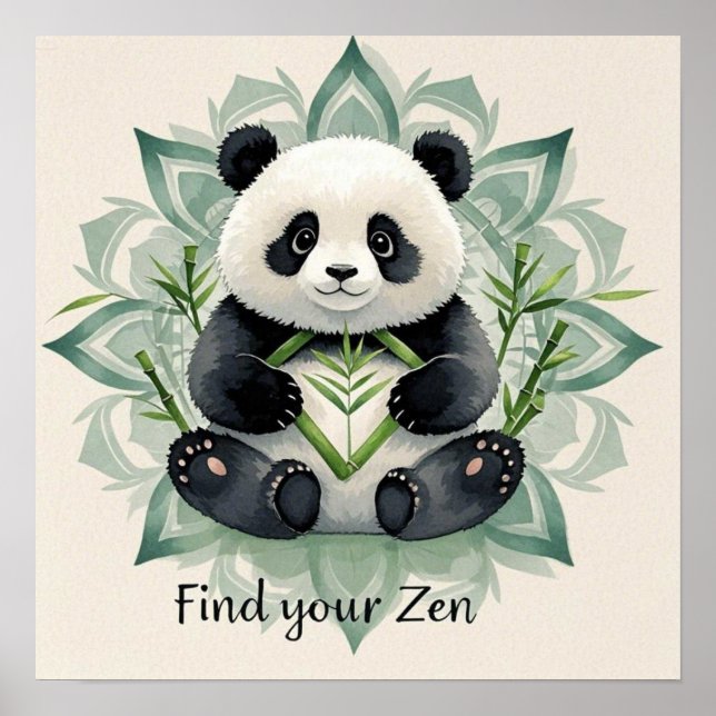 Poster Panda dodu assis en posture de lotus Zen (Devant)