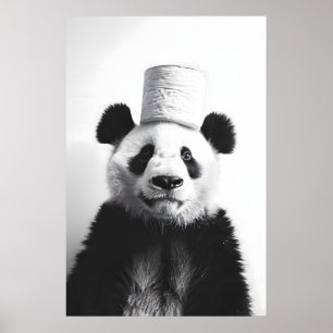 Poster Panda Drôle Art de salle de bain Vintage Rouleau d