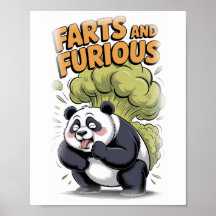 Panda drôle faisant un Pet sur un fond Blanc