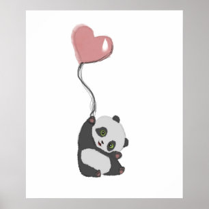 Poster Panda Et Ballons