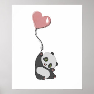 Poster Panda Et Ballons