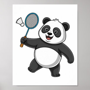 Poster Panda Intelligent Jouer Badminton Drôle Humoristiq