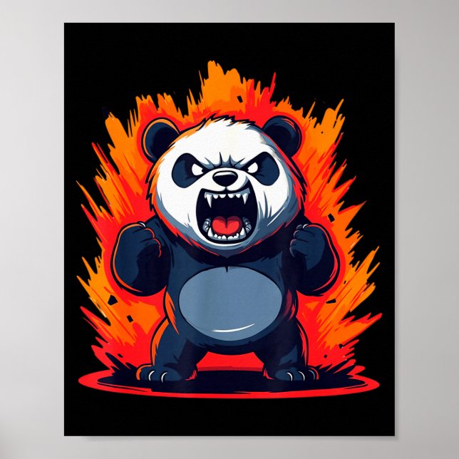 Poster Panda Looking Angry Graphic Funny Panda Kawaii  (Devant)