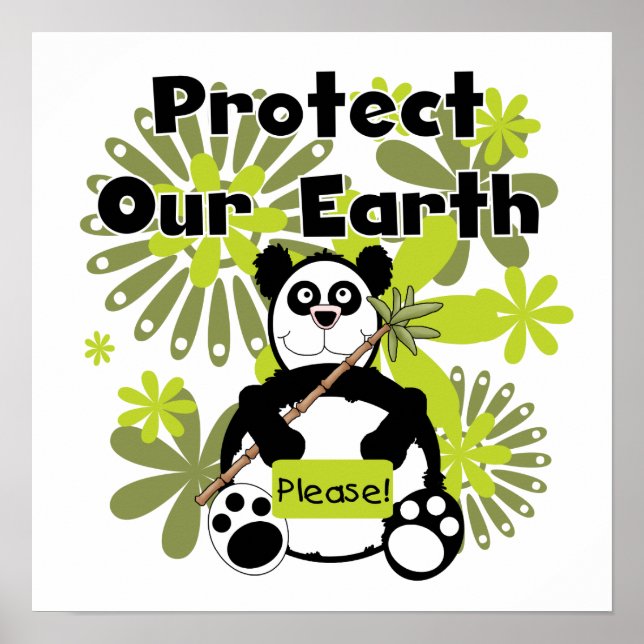 Poster Panda Protégez nos T-shirts et cadeaux Earth (Devant)