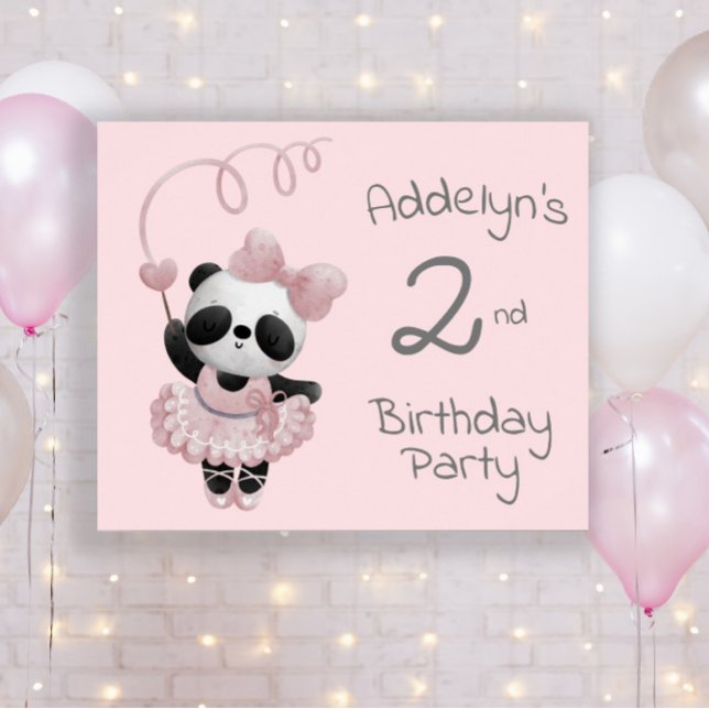 Poster Panda Rose Bear Ballerina 2e Anniversaire (Créateur téléchargé)