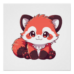 Poster panda rouge mignon