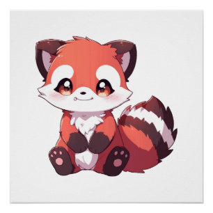 Poster panda rouge mignon