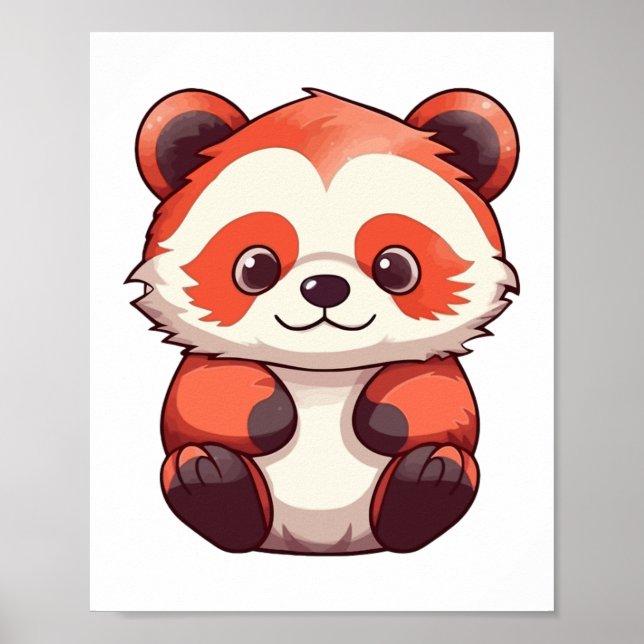 Poster Panda rouge mignonne (Devant)