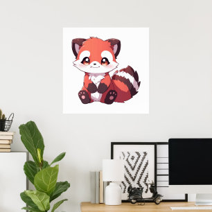 Poster panda roux mignon