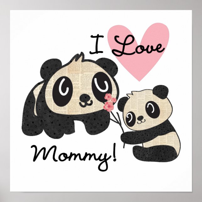 Poster Pandas I Love Maman (Devant)