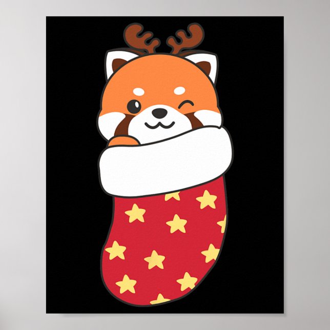 Poster Pandas Rouges Dans Les Bas De Noël Pour Noël (Devant)