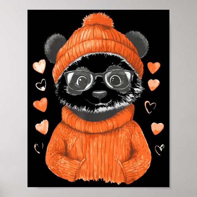 Poster Pandas With Hearts Love Valentine's Day Women Hear (Devant)