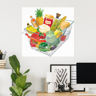 Poster Panier d'achat supermarché