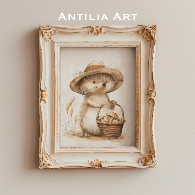 Poster Panier de champignons de hérisson fantaisiste Anim (Créateur téléchargé)