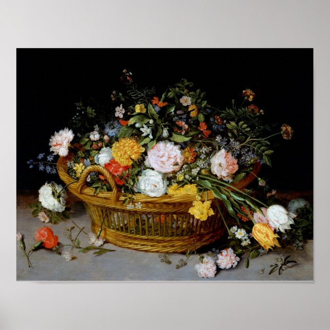 Poster Panier de fleurs, Jan Brueghel le plus jeune (Devant)