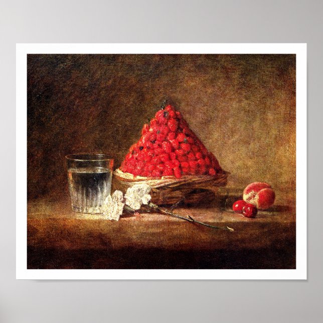 Poster Panier de fraises sauvages de Chardin (Devant)