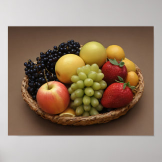 Poster Panier de Fruits Frais Photo de Nourriture Saine C