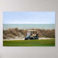 Panier de golf au dix-huitième trou, île de Kiawah