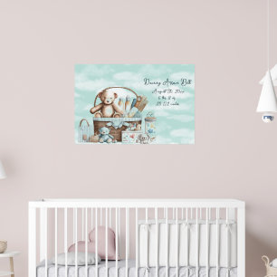Poster Panier de jouets avec un ours en peluche pour bébé