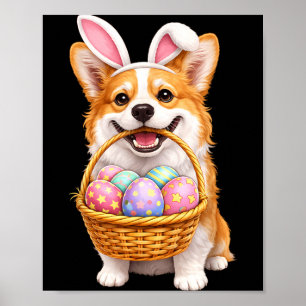 Poster Panier de Pâques avec des œufs de Pâques mignons C