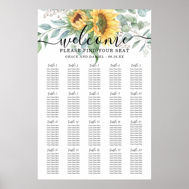 Poster Panier de siège Mariage Rustique de tournesol Euca (Devant)