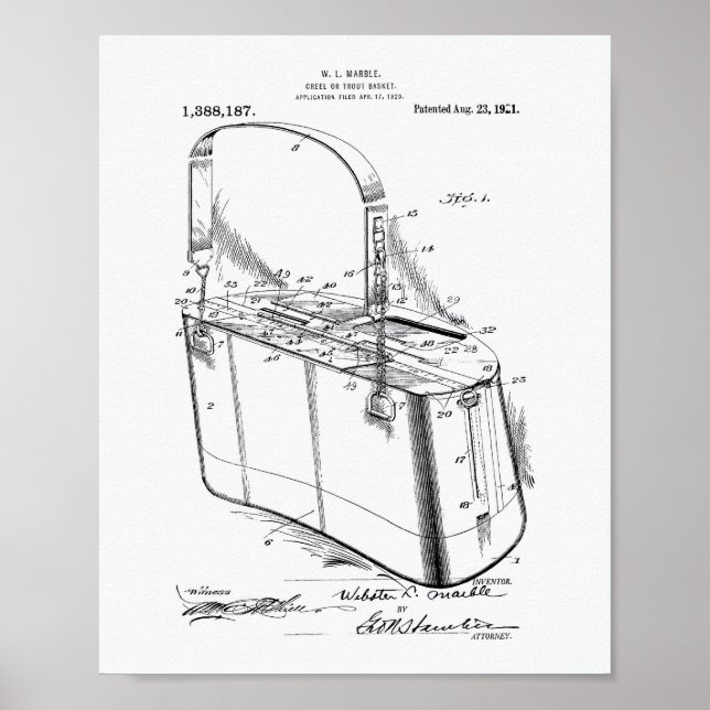 Poster Panier de truite 1921 Brevet Art Livre blanc (Devant)