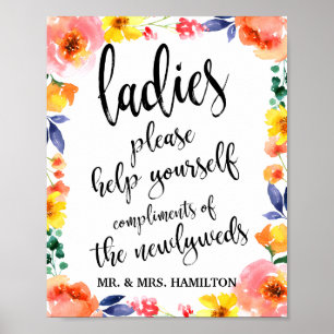 Poster Panier Mariage pour femmes 8x10 Floral Sign