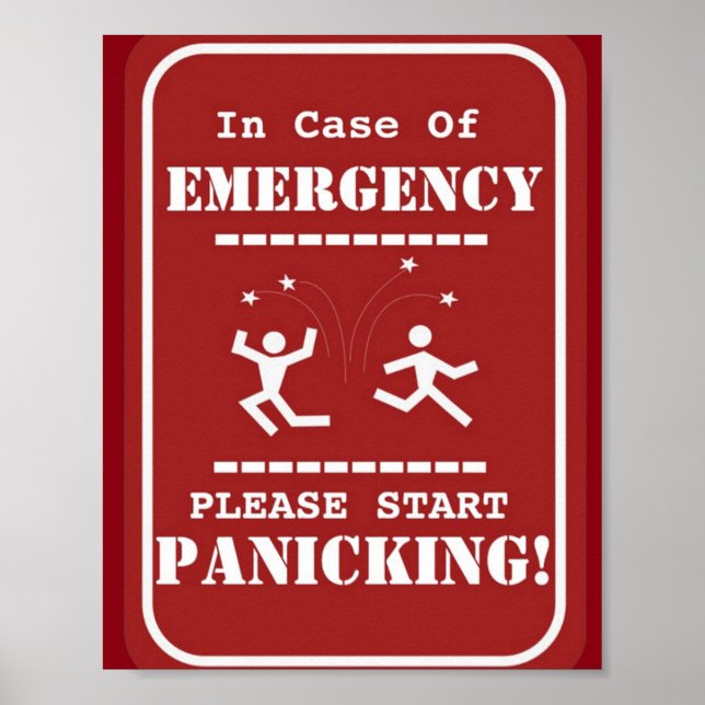 Poster Panique d'urgence signe drôle (Devant)