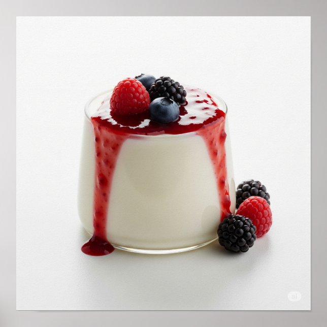 Poster Panna Cotta avec baies (Devant)