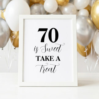 Poster Panneau 70 ans est doux, prenez une gâterie