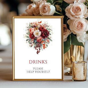 Poster Panneau 8x10 Automne Boho Fleurs Marron Boissons